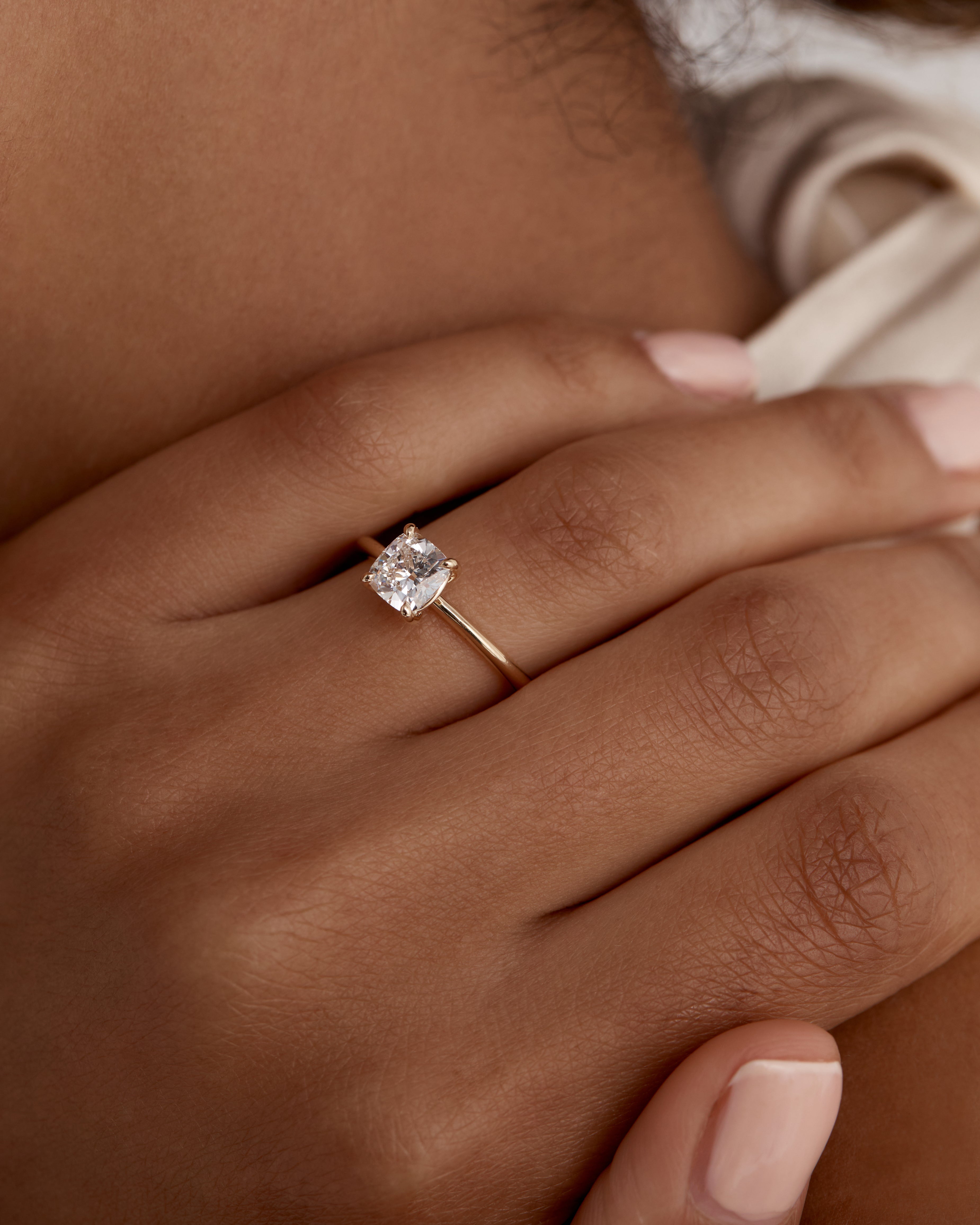 Marquise Shaped Three Stone Lab Grown Diamond Engagement Ring